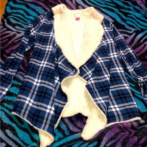 No boundaries plaid flannel Sherpa jacket